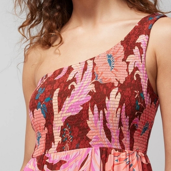 Soma Pink One Shoulder Sundress Resort Wear SomaWoven One Shoulder Maxi New - Picture 3 of 6